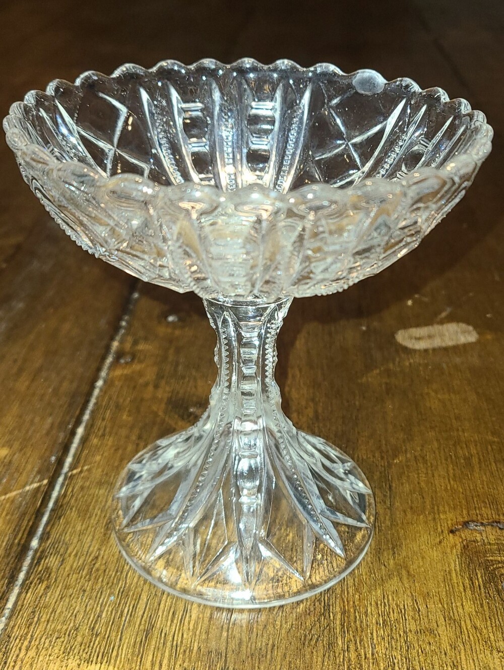 Vtg Cristal d'Arques Longchamp Pedestal Compote Bowl Scalloped Rim - Excellent